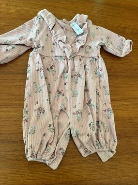 Pink Floral Ruffled Baby One-Piece Romper